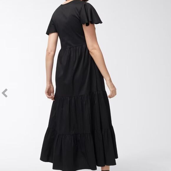 Chicos SS Tiered Maxi Dress Solid Black Color Size 3 NWT in packaging - Picture 2 of 7